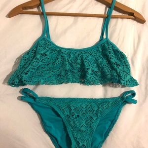 Teal Eyelet Bikini Set 🐬